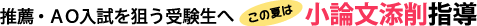 推薦・AO入試を狙う受験生へ この夏は小論文添削指導